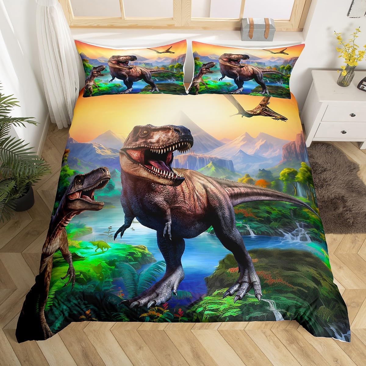 3D Printing Quilting - Kids Dinosaur Double Duvet Cover Set