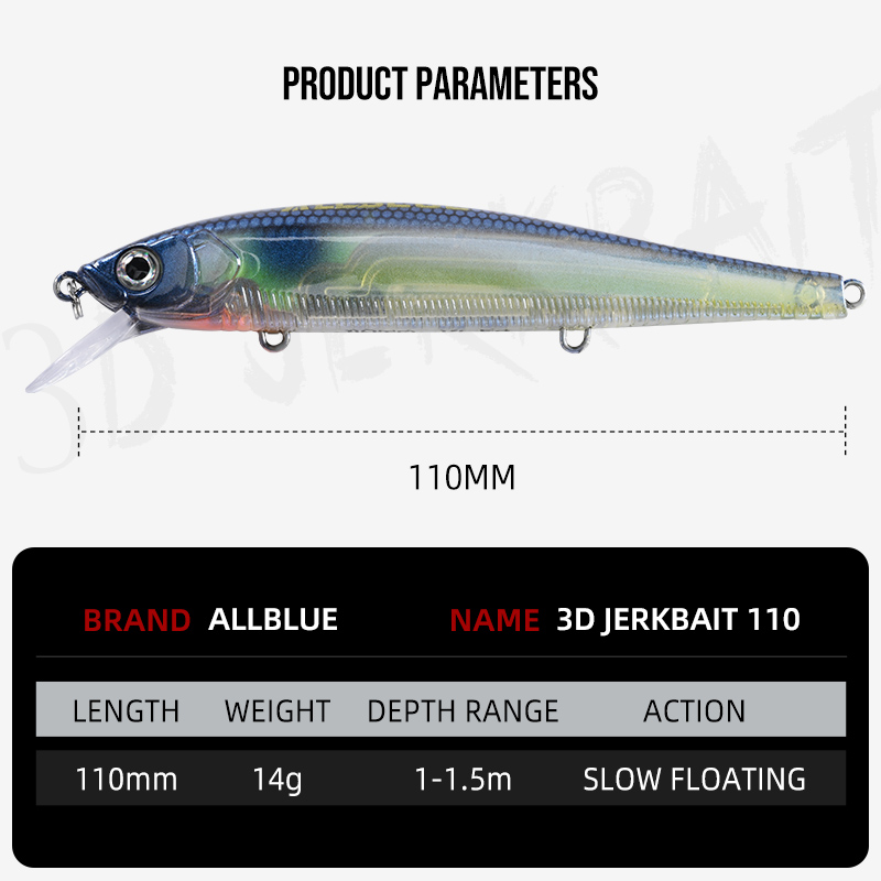 ALLBLUE 3D Jerkbait Wobbler Fi - огляд і ціна 3D Printing Lure