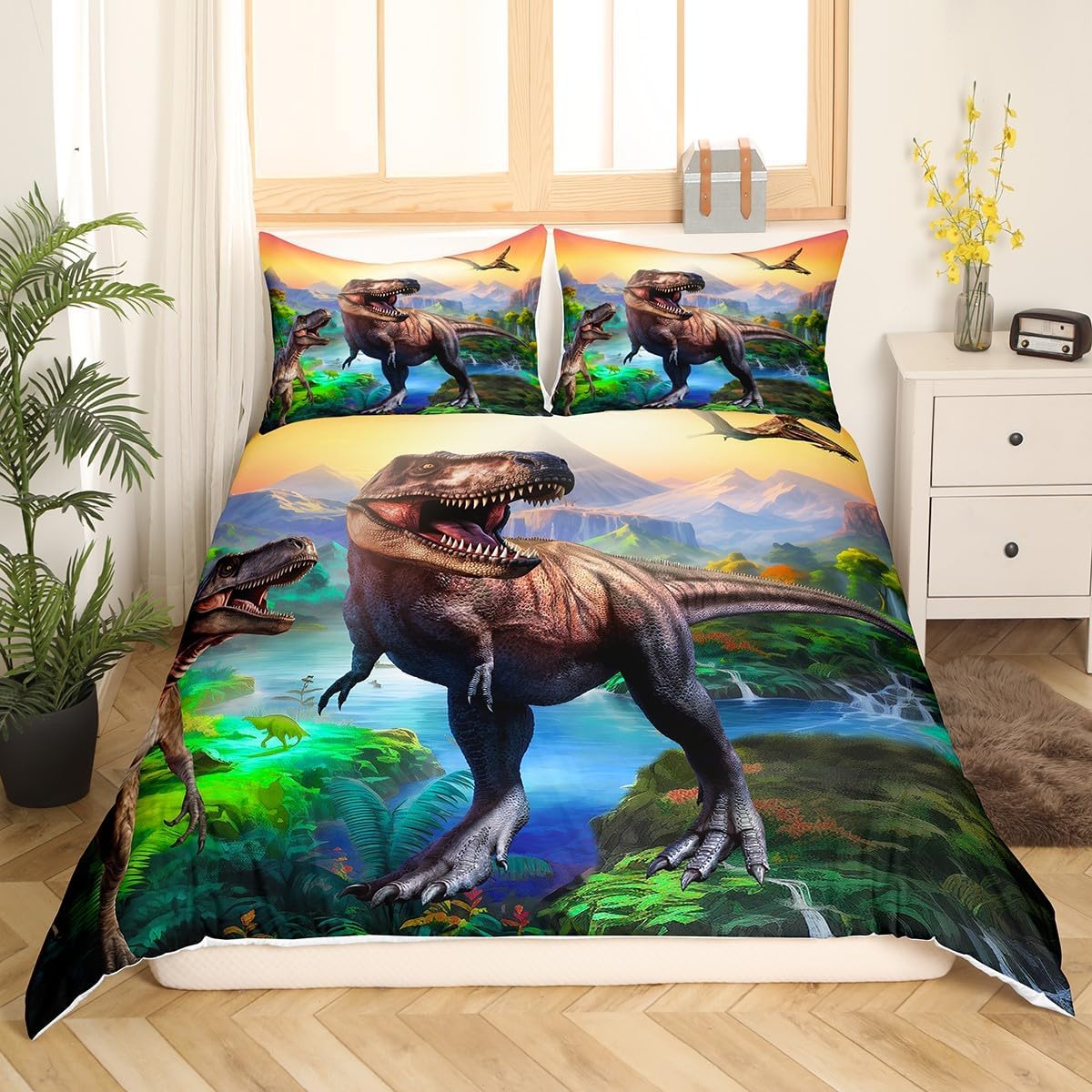 Kids Dinosaur Double Duvet Cov - огляд і ціна 3D Printing Quilting