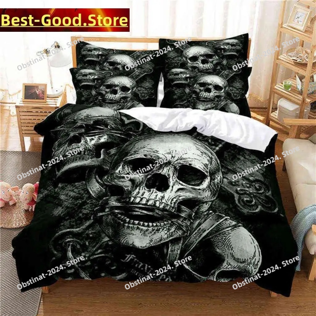 Skull Duvet Cover Set Twin Siz - огляд і ціна 3D Printing Quilting