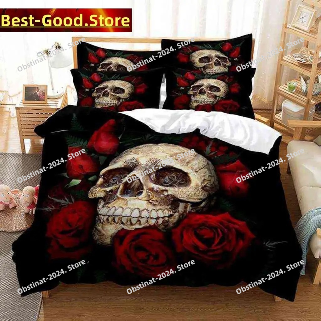 Skull Duvet Cover Set Twin Siz - огляд і ціна 3D Printing Quilting
