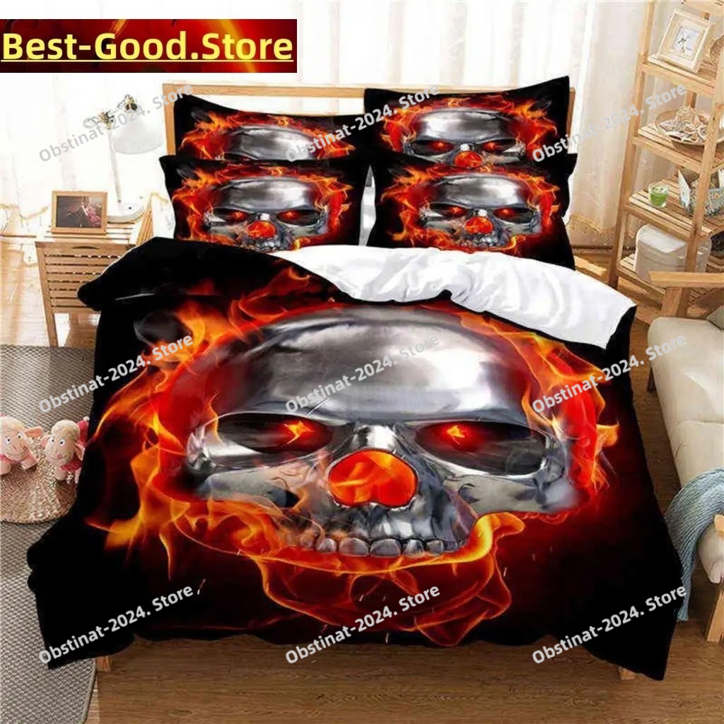 Skull Duvet Cover Set Twin Siz - огляд і ціна 3D Printing Quilting