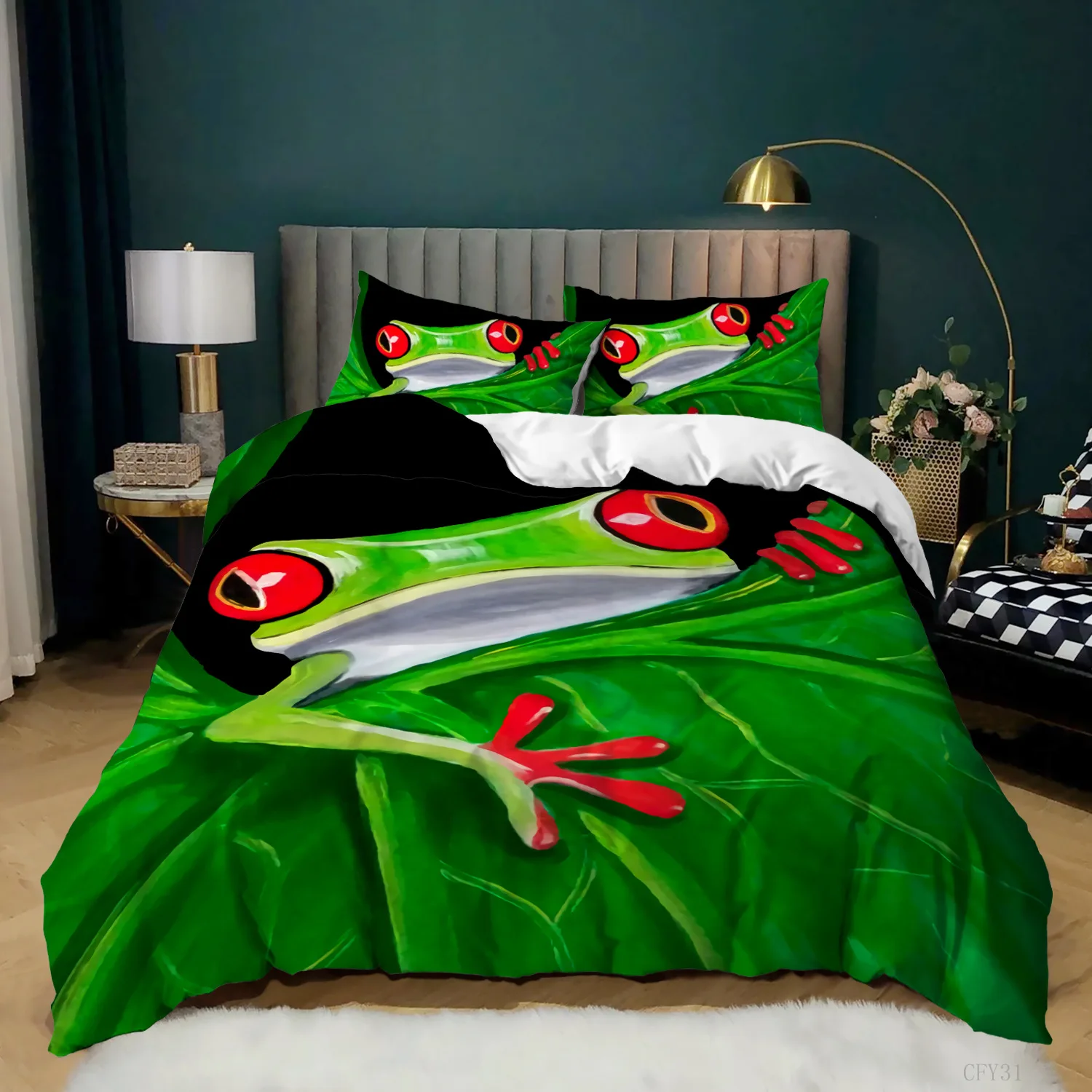 Frog Duvet Cover Set King Size - огляд і ціна 3D Printing Quilting